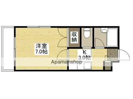 ベルパッソ三篠(1K/4階)の間取り写真