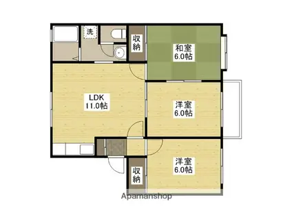 エクセル西原B棟(3LDK/2階)の間取り写真
