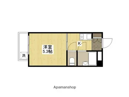 ウエストヒル(1K/3階)の間取り写真