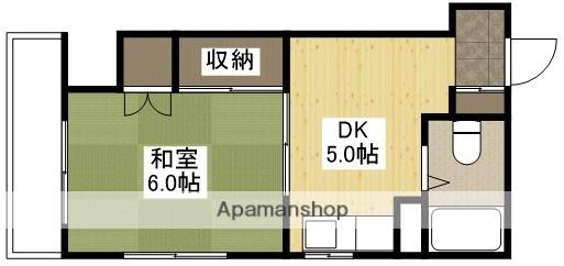 ハマモトビル(1DK/2階)の間取り写真