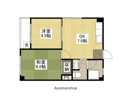 川手ビル(2DK/3階)の間取り写真