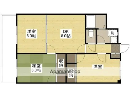 第3コーポ濱本(3DK/4階)の間取り写真