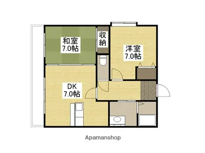ハートランド大町(2DK/5階)の間取り写真
