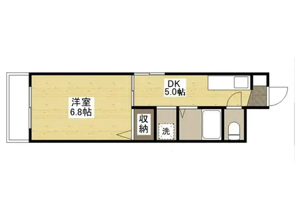 パークツインズB棟(1DK/1階)の間取り写真