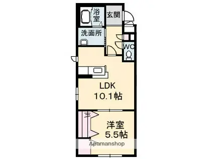 リヴュール(1LDK/1階)の間取り写真
