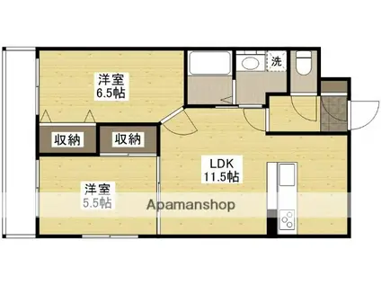グレースKⅡ(2LDK/2階)の間取り写真