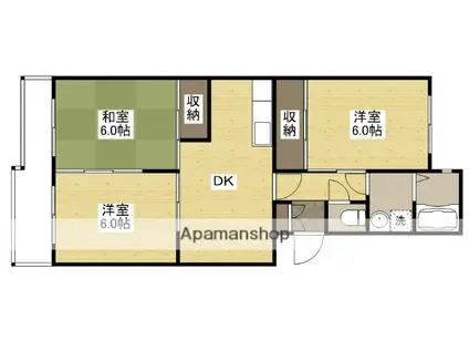 第1ビューハイツ(3DK/2階)の間取り写真