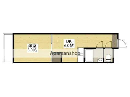 出島ビル(1DK/3階)の間取り写真