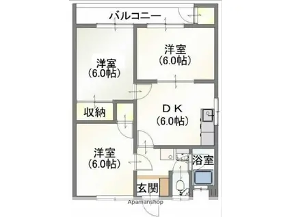 吉川ビル(3DK/2階)の間取り写真