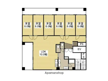 シムラハイコーポ(6LDK/7階)の間取り写真
