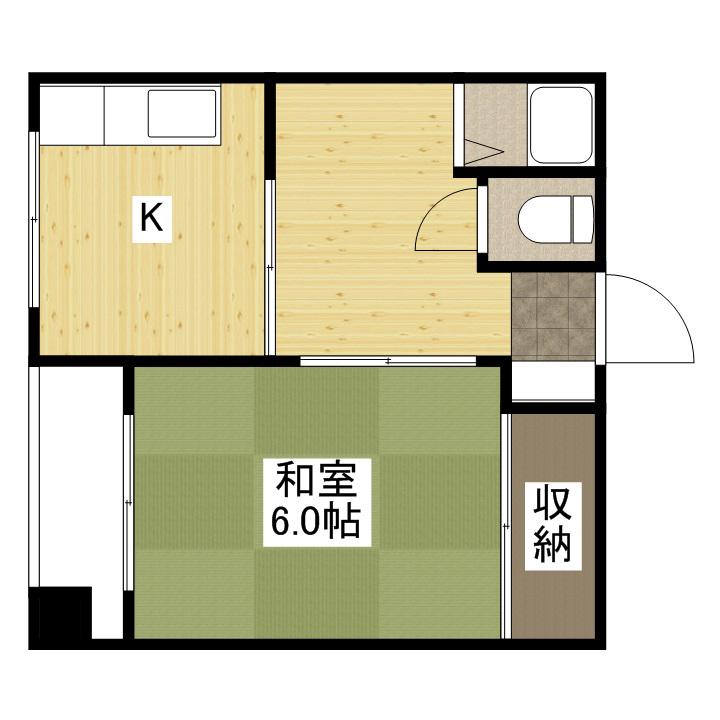 西川ビル(1K/2階)の間取り写真