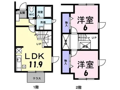 クレストール速谷(2LDK/1階)の間取り写真