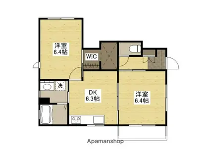 ヴィラシーンB棟(2DK/1階)の間取り写真