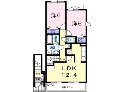 シャルマンヴィラ(2LDK/2階)の間取り写真