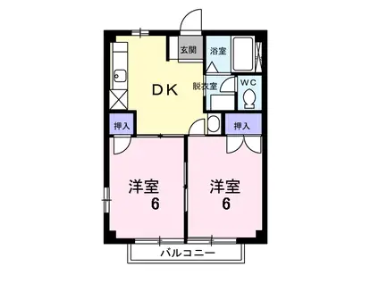 コーポ矢口が丘(2DK/2階)の間取り写真