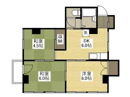 湯木ビル(3DK/3階)の間取り写真