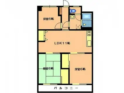 中通ビル(3LDK/3階)の間取り写真