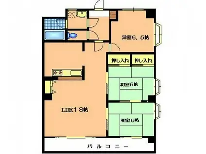 グランデュア緑井(3LDK/6階)の間取り写真