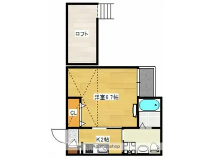 草津東フットパス(1K/2階)の間取り写真