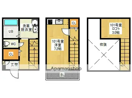 DUPLEST 輝(ワンルーム/1階)の間取り写真