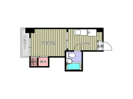 中浦ビル(1K/6階)の間取り写真