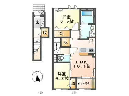 サングレーシア(2LDK/2階)の間取り写真