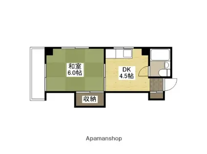 青葉ビル(1DK/4階)の間取り写真