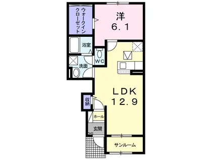 ネオヴィータ Ⅲ(1LDK/1階)の間取り写真