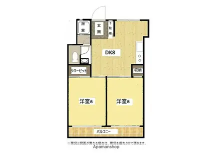 戸坂第一コーポラス(2DK/5階)の間取り写真