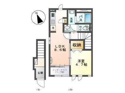 マシコットK(1LDK/2階)の間取り写真