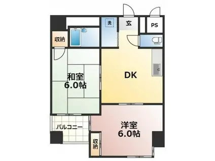 ノースウイングス(2DK/4階)の間取り写真