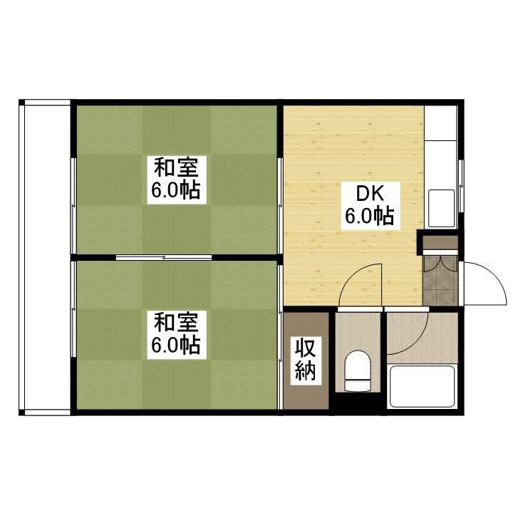 樹マンション(2DK/3階)の間取り写真