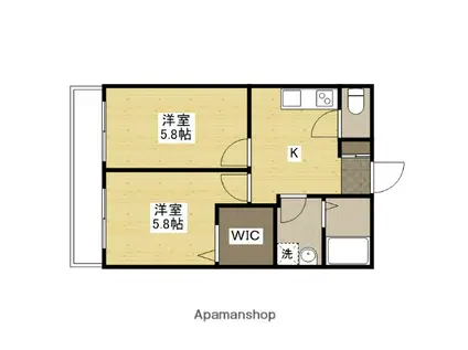 メゾンドルポ吉見園(2K/2階)の間取り写真