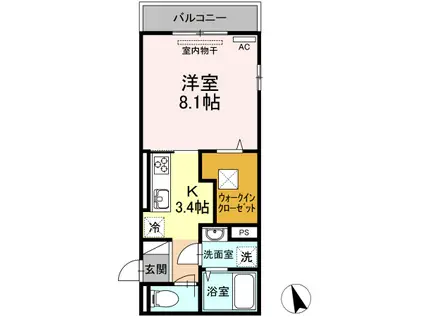 ロワジール(1K/1階)の間取り写真