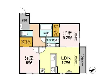 ワイズ古市(2LDK/2階)の間取り写真