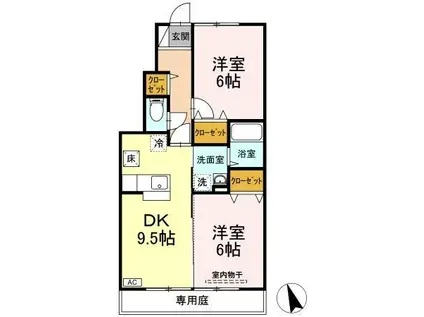 レフアⅠ棟(2DK/1階)の間取り写真