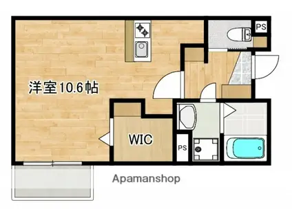 アレフガルド楽々園(ワンルーム/1階)の間取り写真