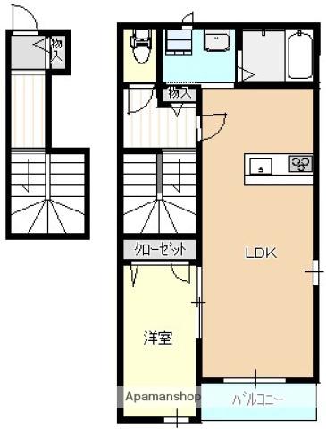 アール江波南(1LDK/2階)の間取り写真