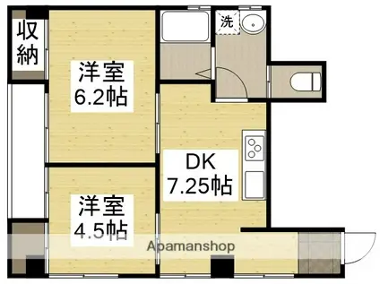 ヴィラ呉本通(2DK/2階)の間取り写真