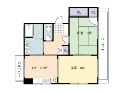 菱明ビル(2K/4階)の間取り写真