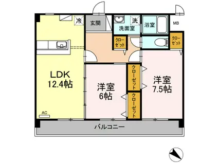 CREST TENMA(2LDK/3階)の間取り写真