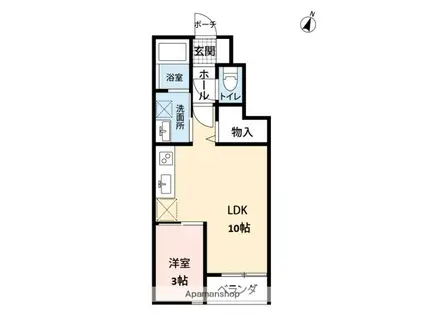 エスリーA棟(1LDK/1階)の間取り写真