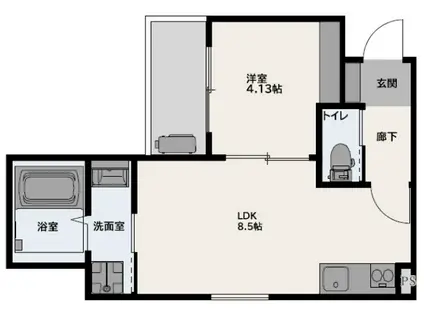 グランビア江波栄町(1LDK/2階)の間取り写真