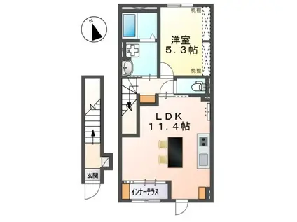 スイートモダン船越(1LDK/2階)の間取り写真