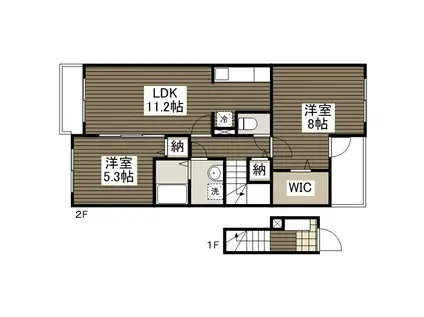 サニーウエルヴィラ(2LDK/2階)の間取り写真