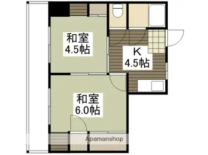 頓田ビル(2K/4階)の間取り写真