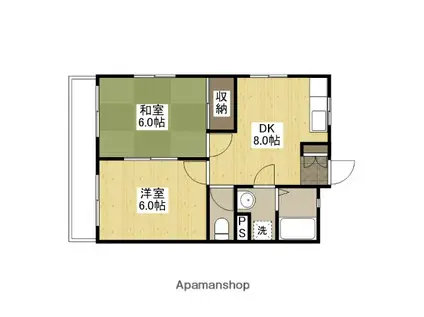 サンコーポ筒本(2DK/3階)の間取り写真