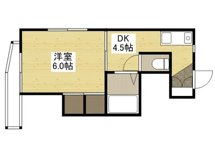 コーポ西原(1DK/4階)の間取り写真