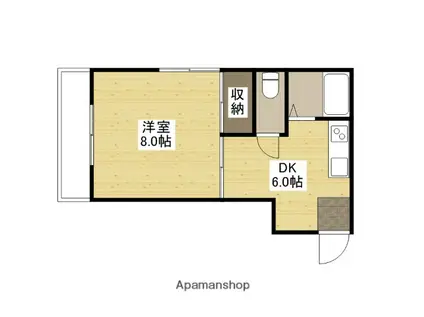 ハイム西旭(1DK/3階)の間取り写真