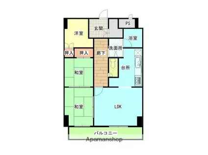 シャンボール広交(3LDK/4階)の間取り写真